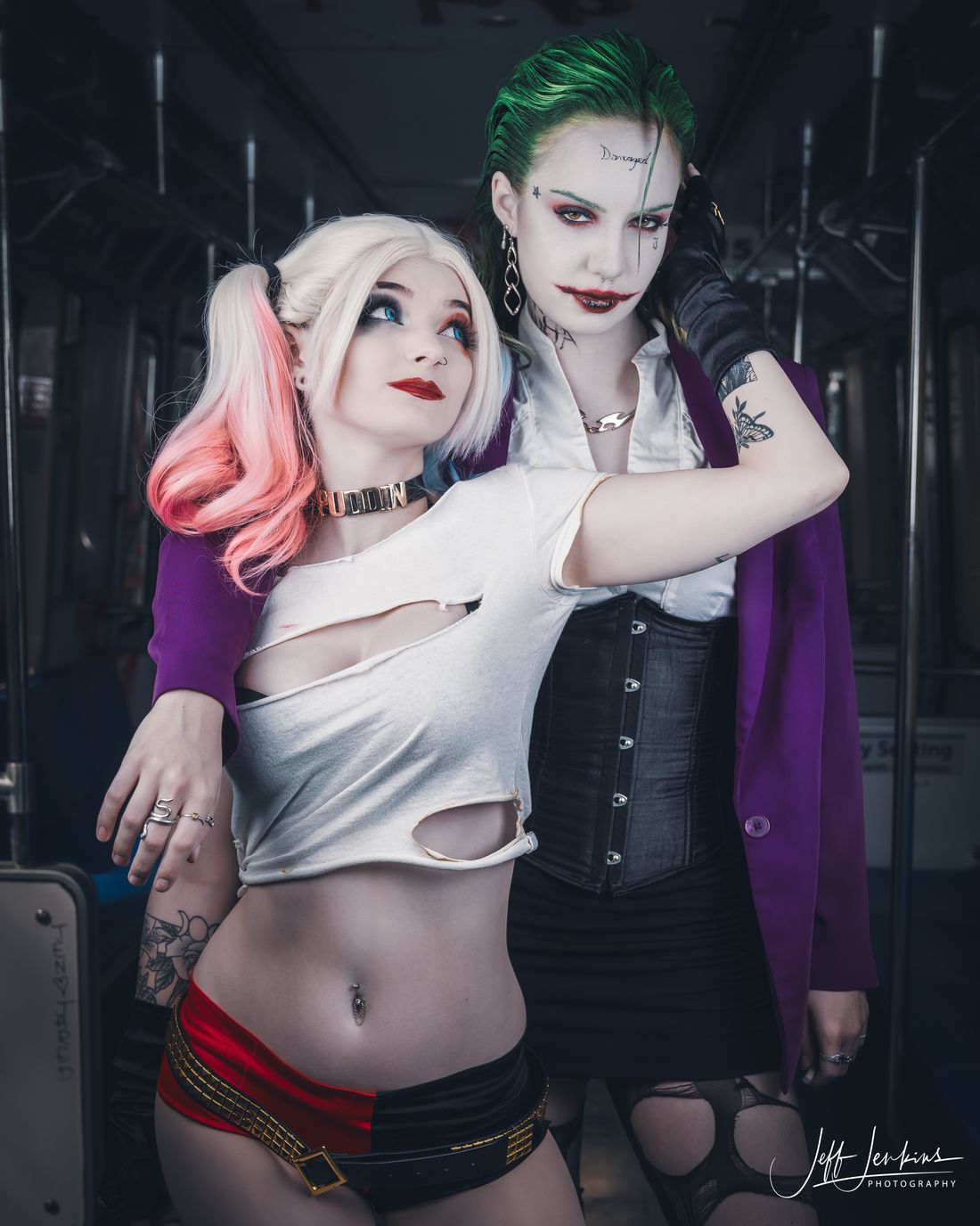 Cosplayers as the Joker and Harley Quinn (DC Comics), photographed by Jeff Jenkins