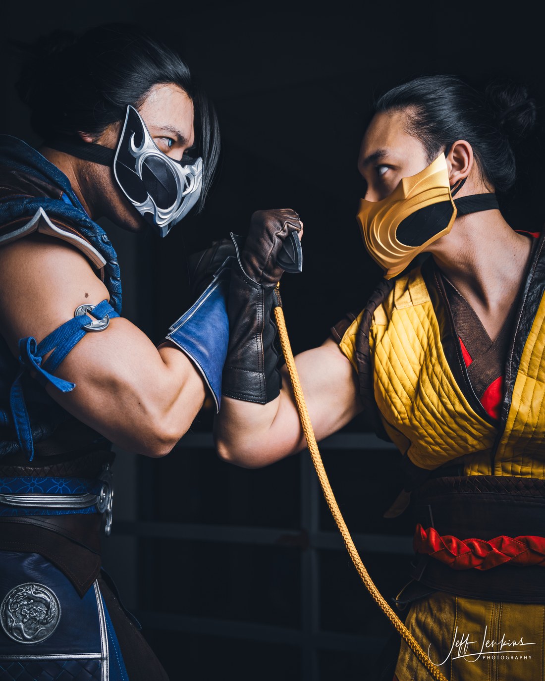 Cosplayers as Sub-Zero and Scorpion (Mortal Kombat), photographed by Jeff Jenkins